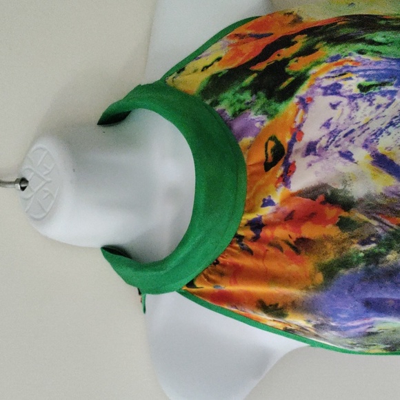 Multi colored floral a-line dress with tie - Picture 2 of 6